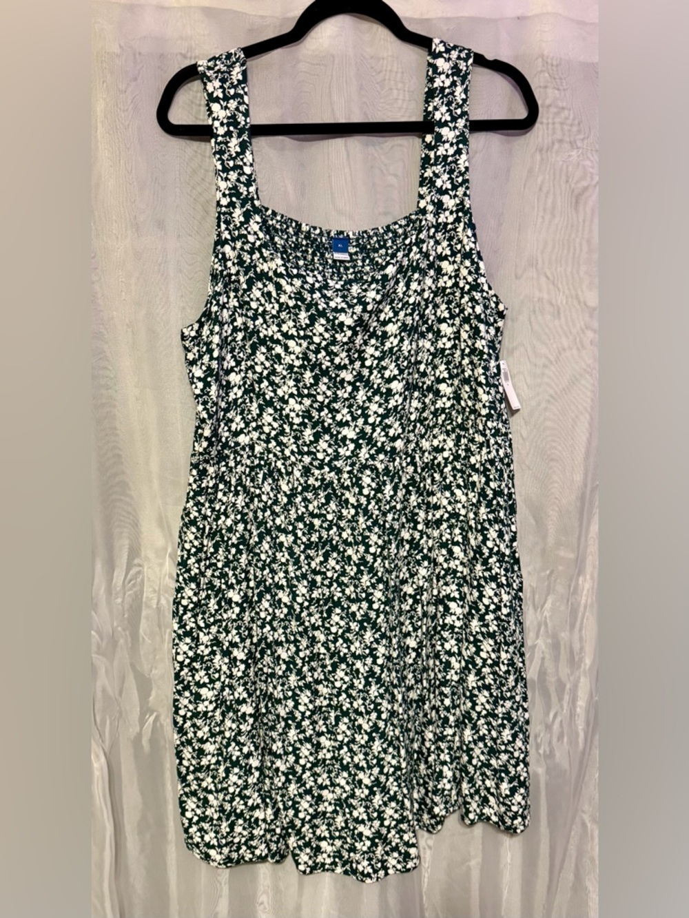 Dark Green and White Floral Dress